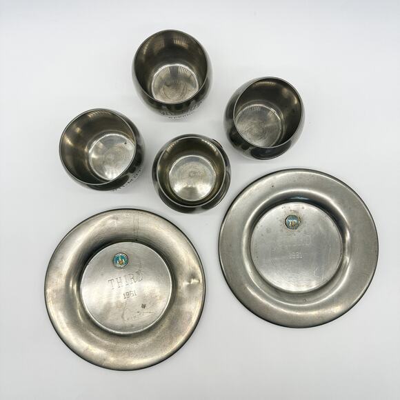 Vintage Auto Racing Trophy Cups Plates MCM Pewter Man Cave Decor Wilmot 1960s - Picture 6 of 13